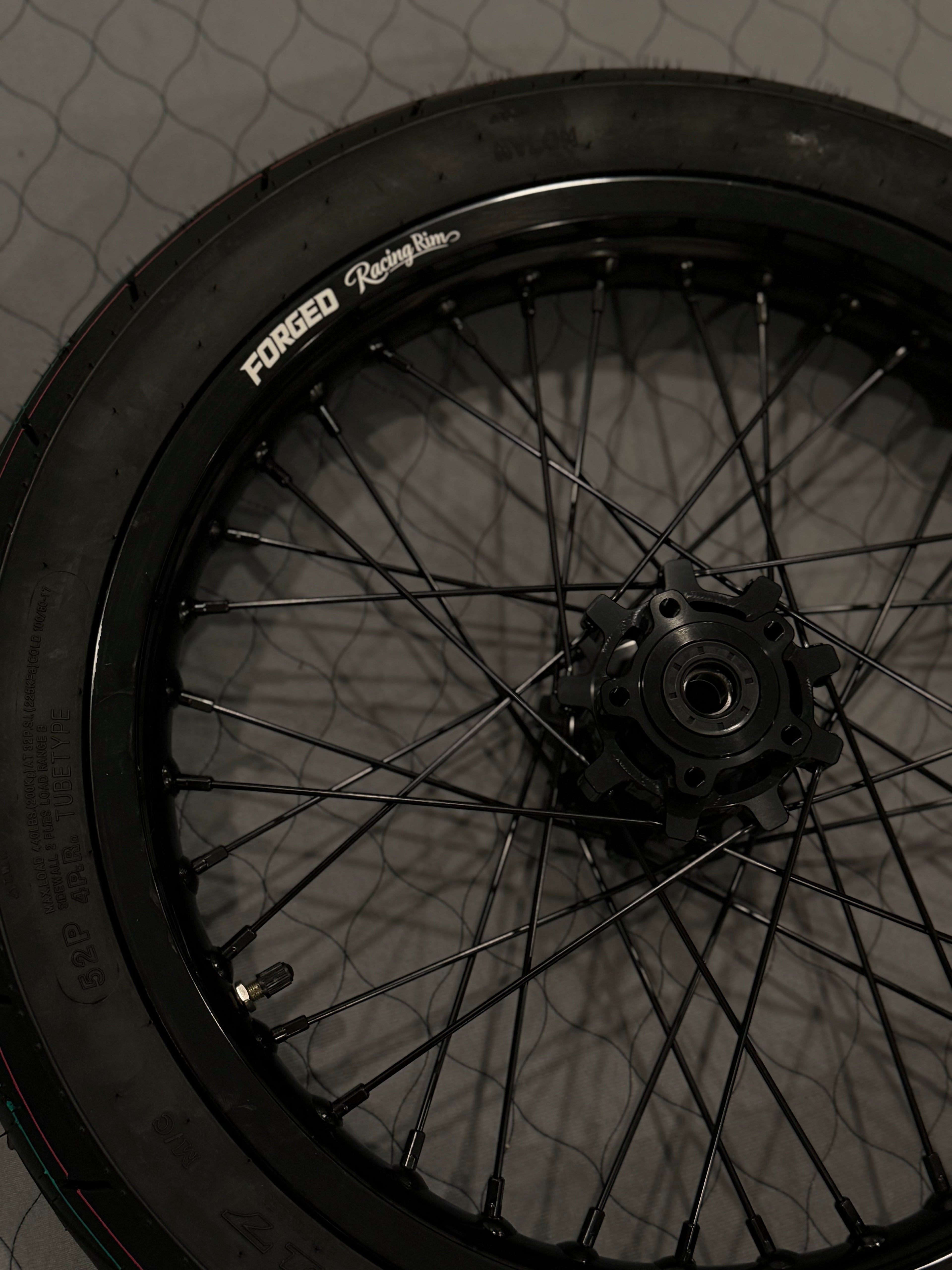 Surron Light Bee X / E-Ride Pro Supermoto Wheelset (Thick/Wide) - Chrome Silver / Gloss Black